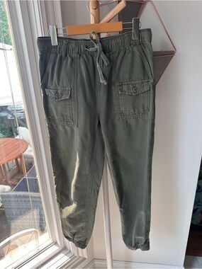 AERIE Olive Army Green Cargo Jogger Pants Front Pockets COTTON LYOCELL Sz Small